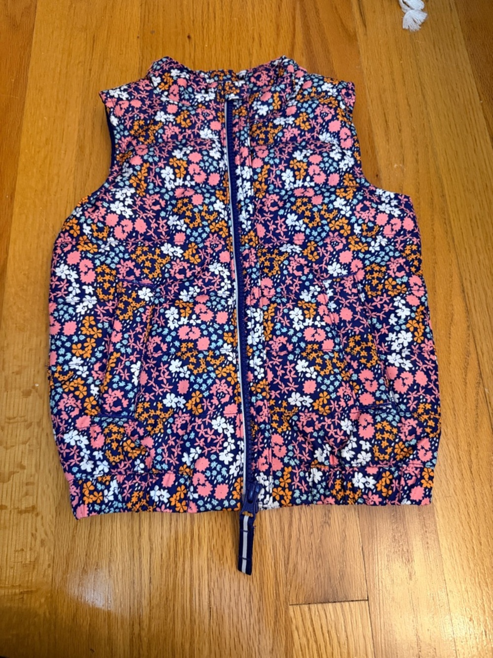 Cat & Jack Quilted Floral Vest in Navy, Pink & White